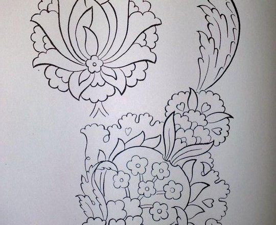 Stylized flowers free hand embroidery design
