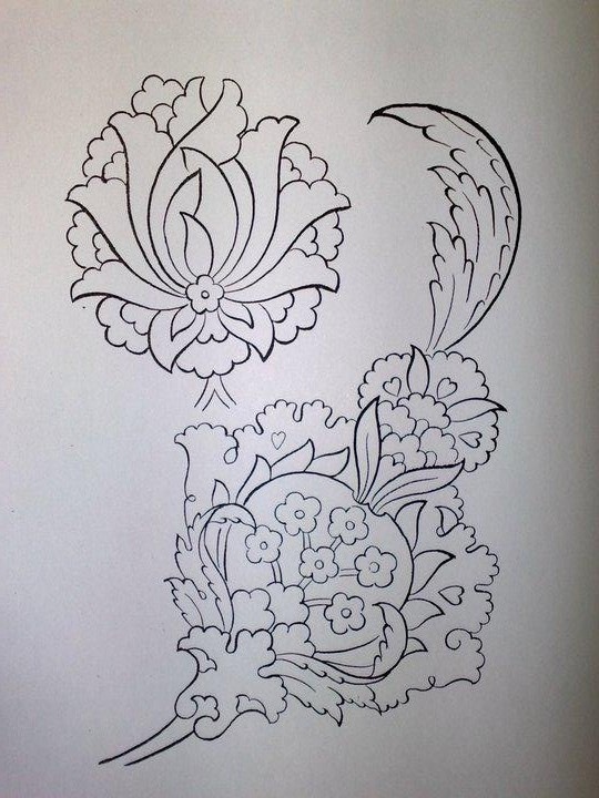 Stylized flowers free hand embroidery design
