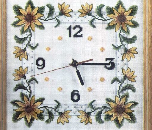 Sunflowers cross stitch clock (1)