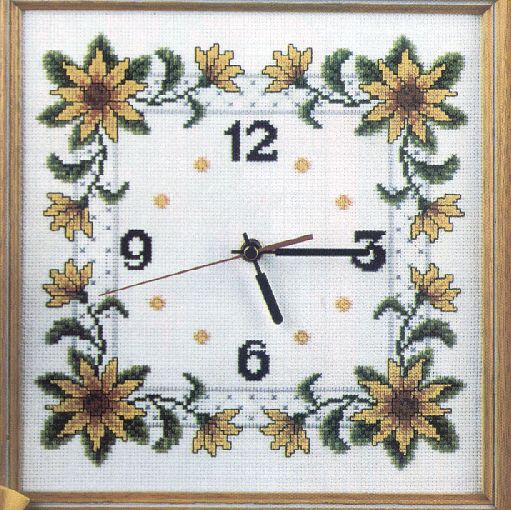 Sunflowers cross stitch clock (1)