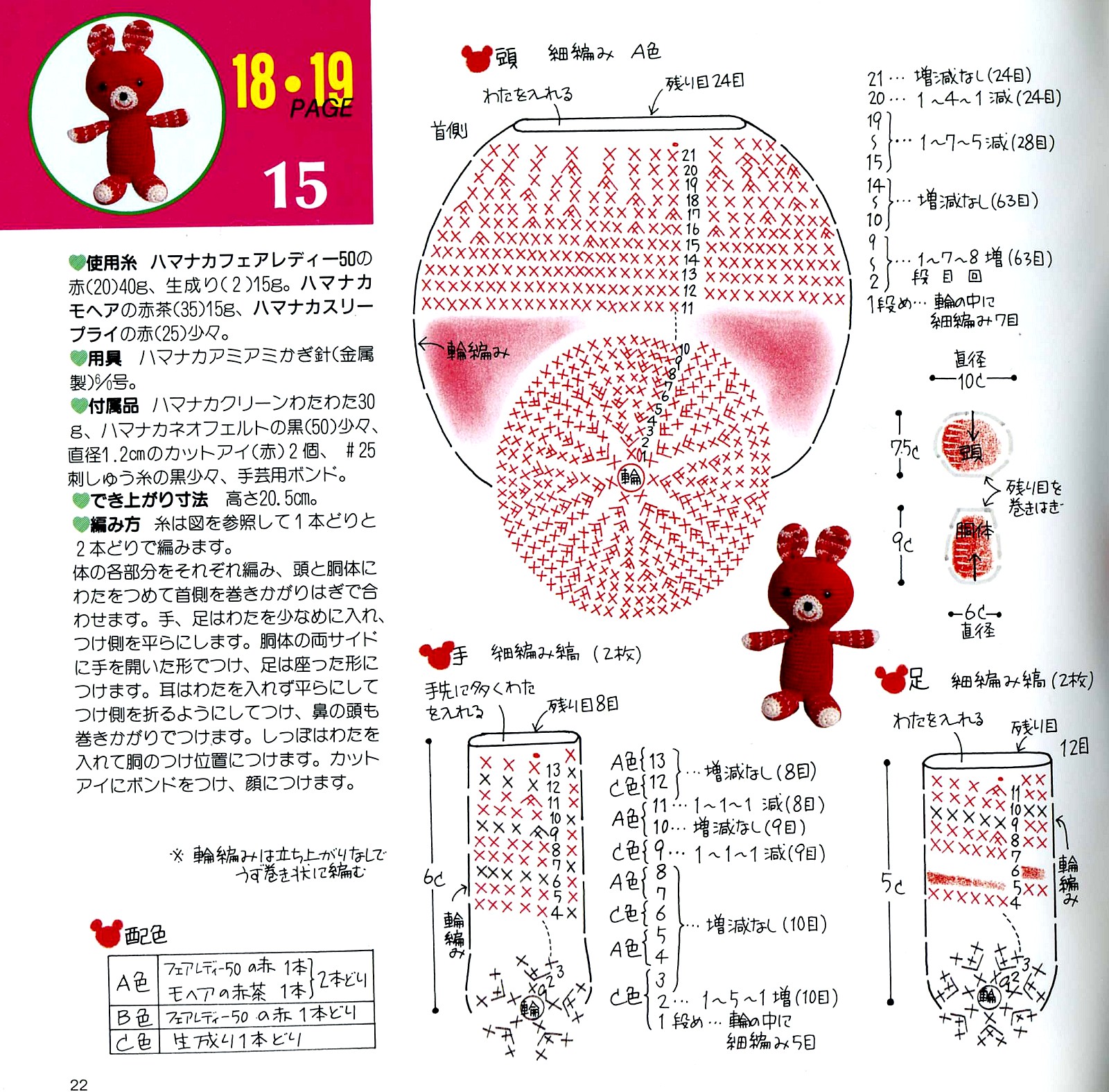 Sweet red bear amigurumi pattern (2)