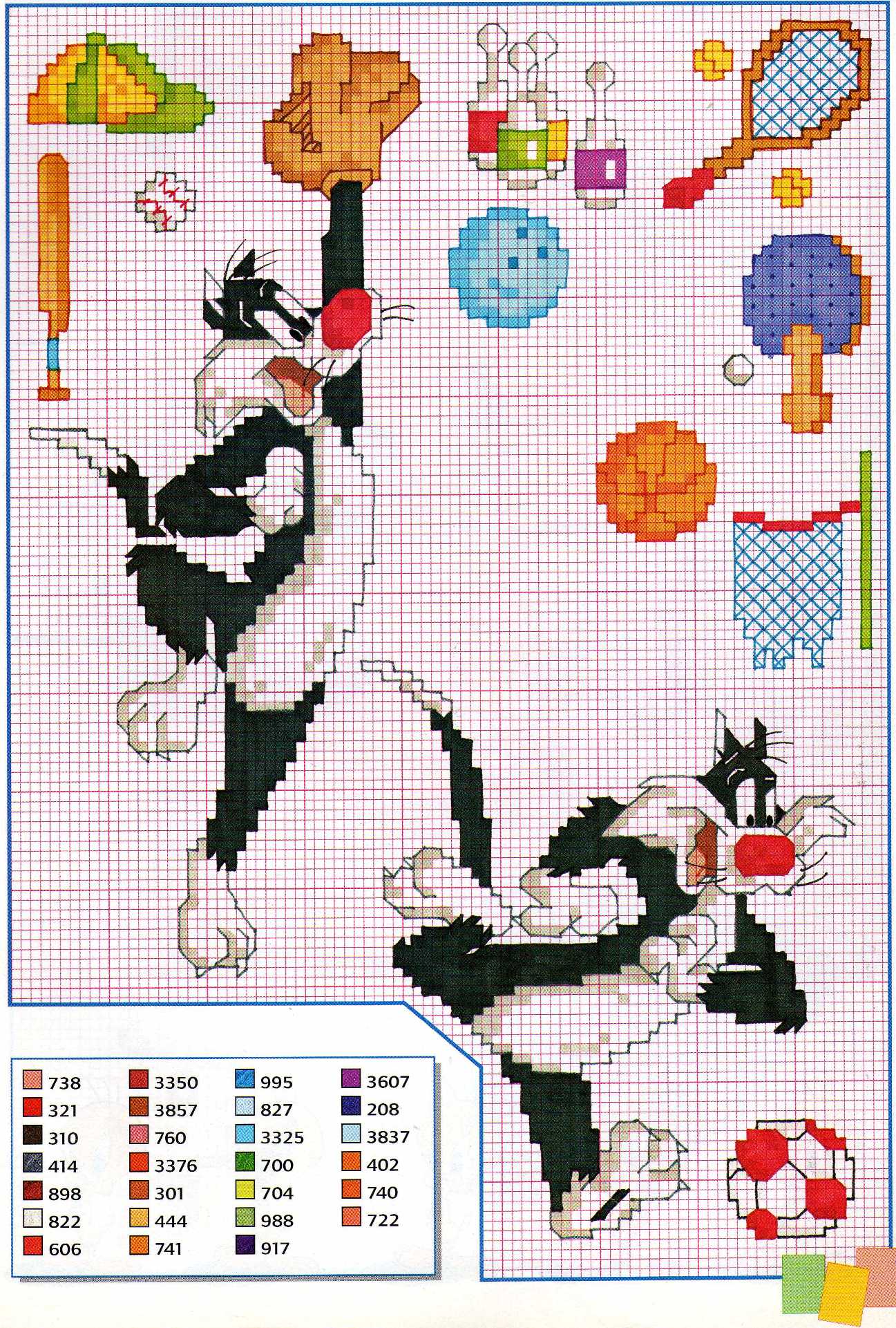 Sylvester the cat and the sport cross stitch patterns