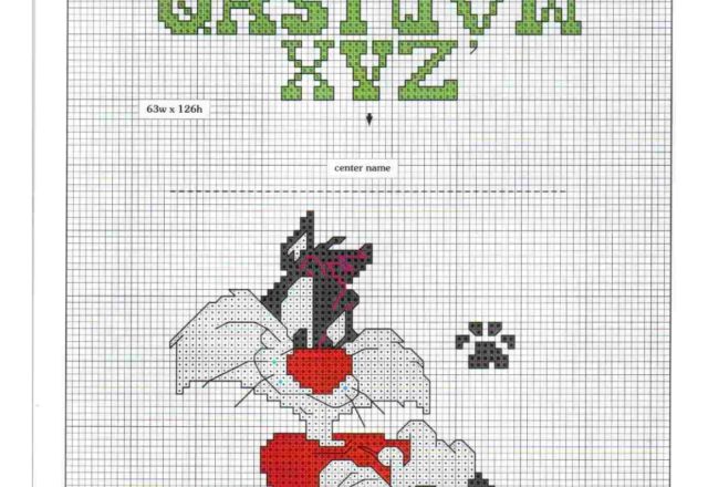 Sylvester the cat with baby name cross stitch (2)