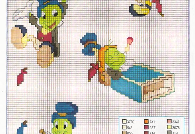 Talking Cricket cross stitch pattern from Tale Pinocchio