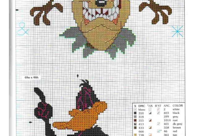 Taz and Daffy Duck cross stitch patterns
