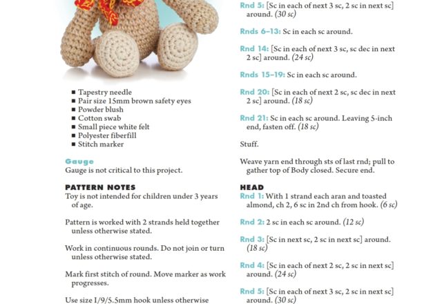 Teddy Bear with bow amigurumi pattern (2)