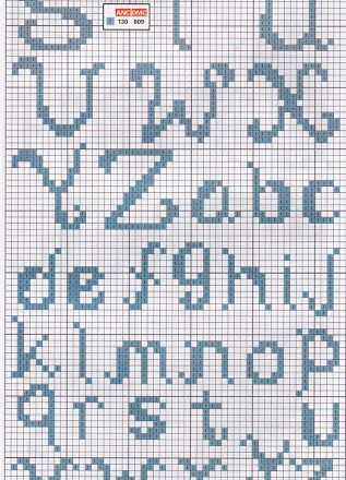 Teddy bear in the cot with cross stitch alphabet (2)
