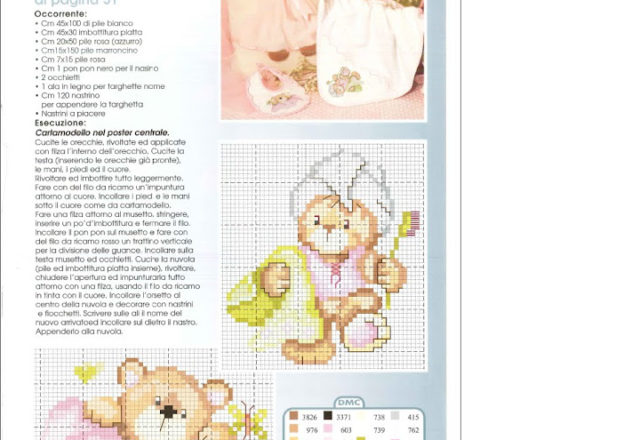 Teddy bear the bath cross stitch pattern