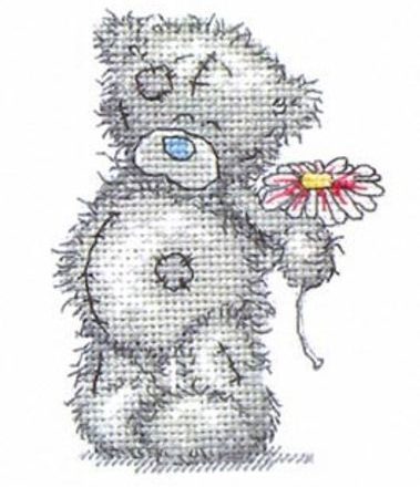 Teddy bear with daisy flower free cross stitch patterns (1)