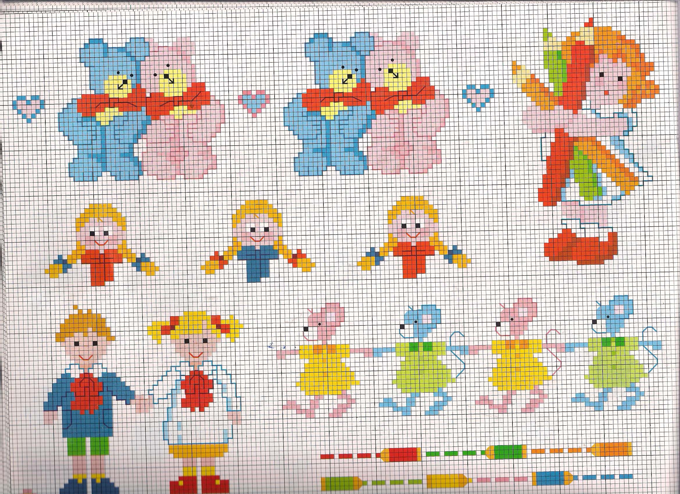 Teddy bears and bunnies cross stitch patterns baby blanket idea
