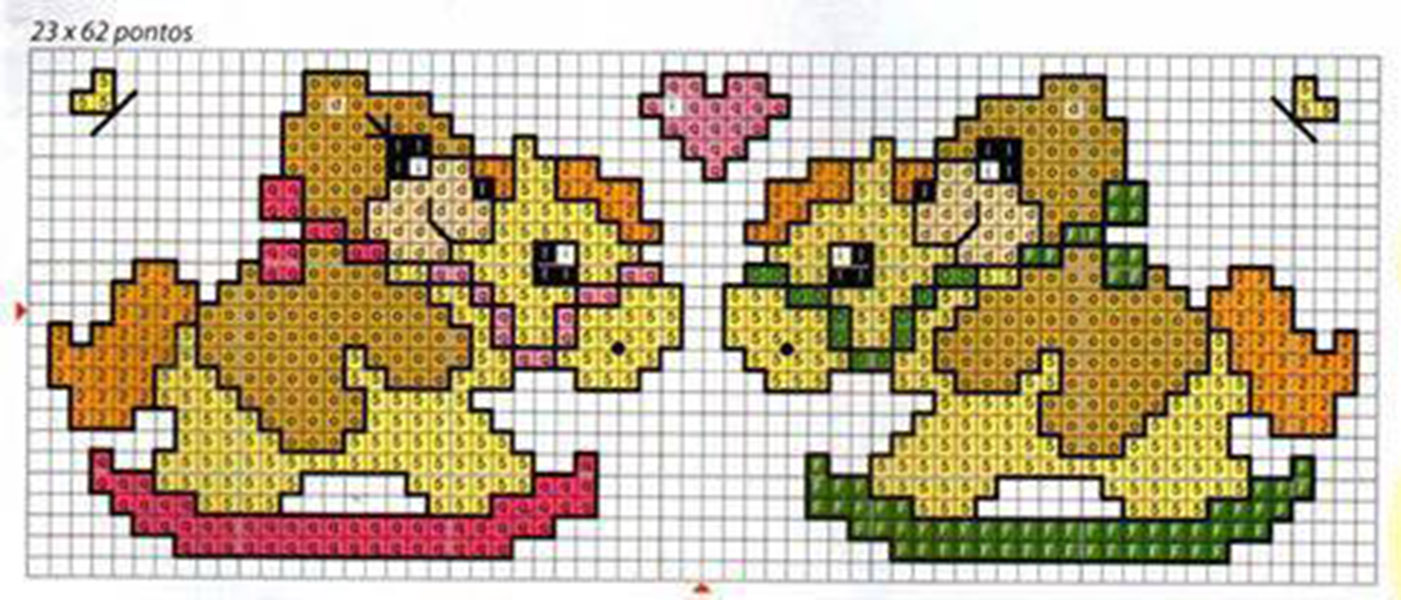 Teddy bears on rocking horses free cross stitch pattern