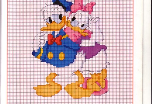 Tender Donald Duck and Daisy Duck cross stitch pattern
