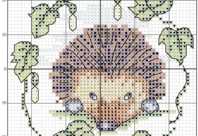 Tender hedgehog with green leaves