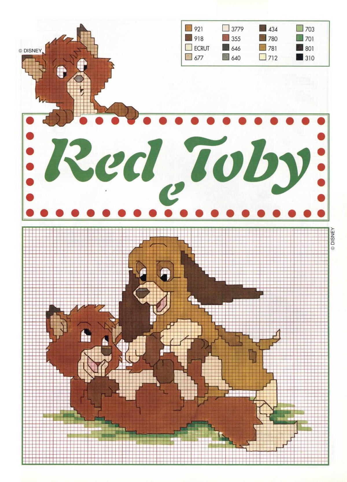 The Fox and the Hound free cross stitch pattern