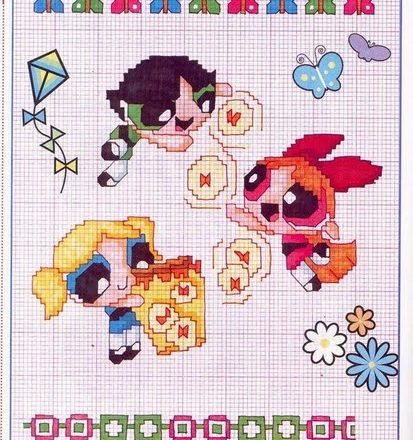 The Powerpuff Girls play with butterflies