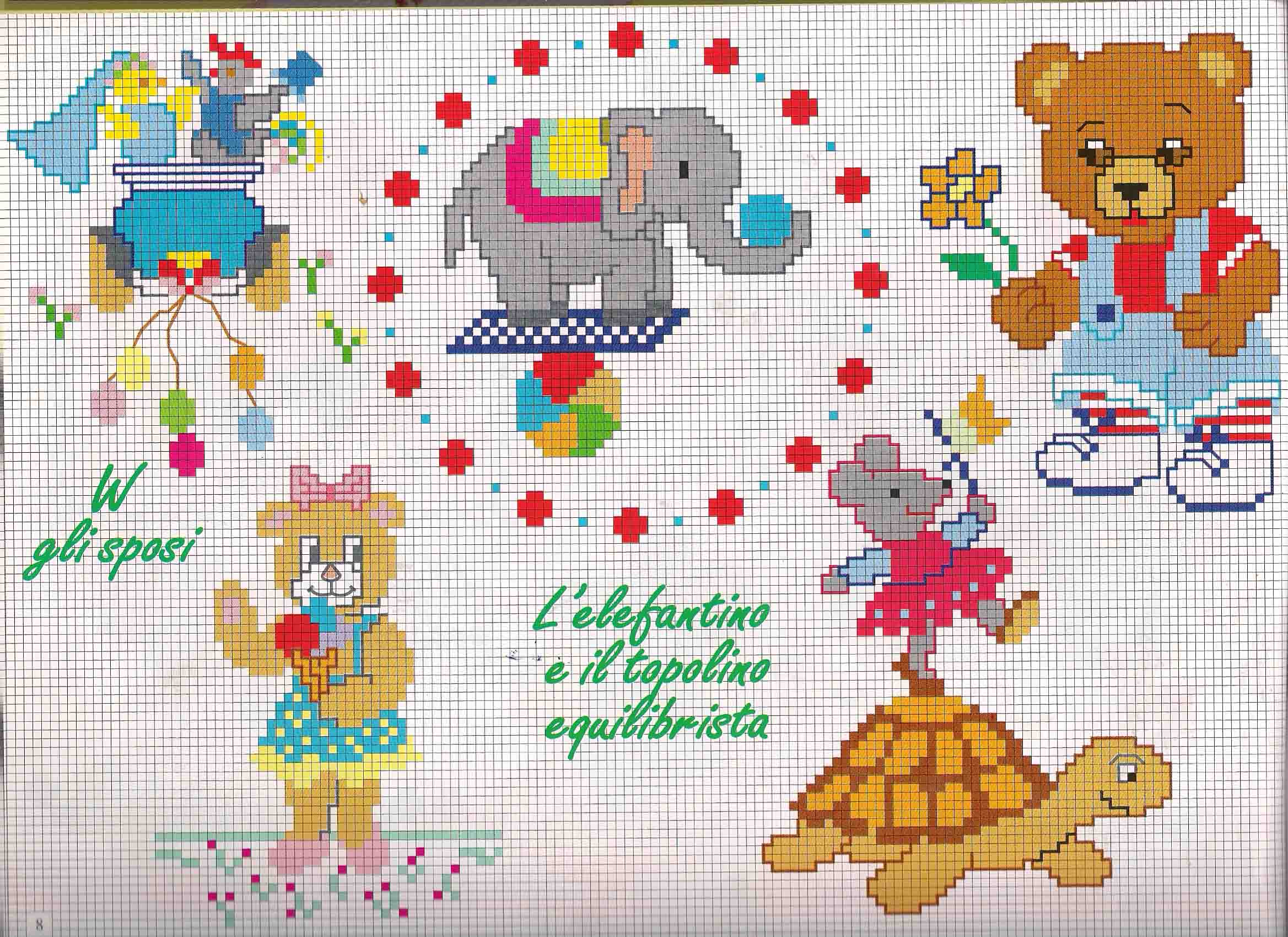 The little elephant and the rat tightrope cross stitch pattern