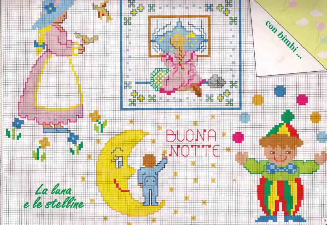 The moon and the stars baby cross stitch patterns