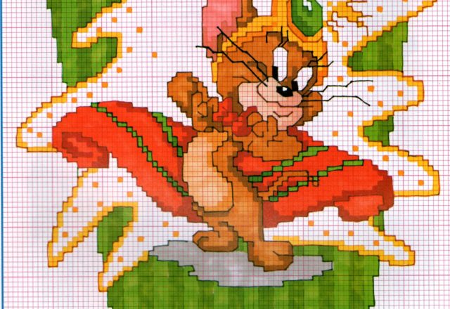 The mouse Jerry with jewels cross stitch pattern