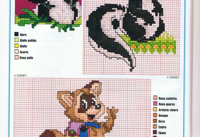 The skunk from Bambi cross stitch pattern
