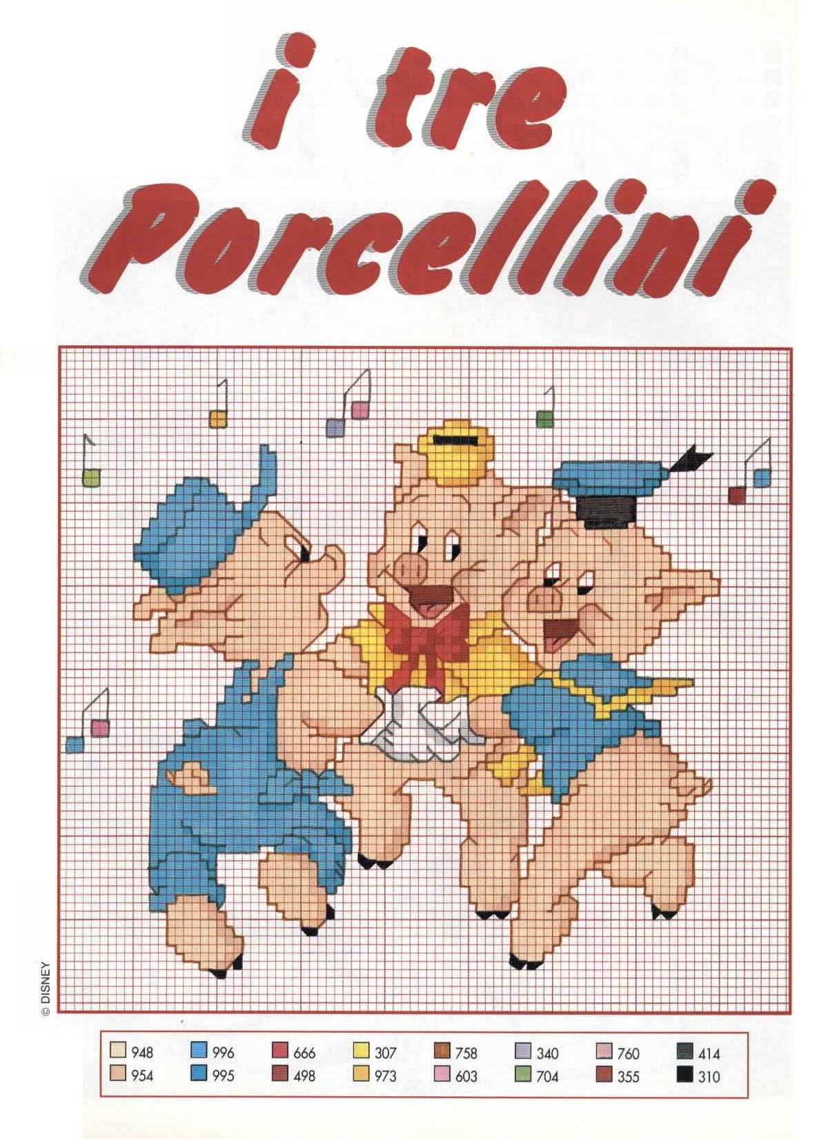 Three Little Pigs cross stitch pattern