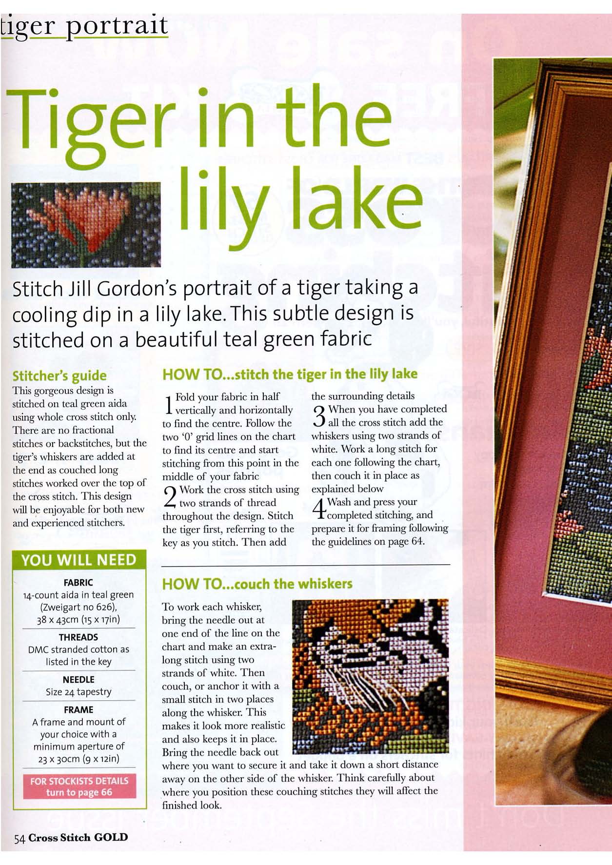 Tiger on the lake cross stitch pattern (1)