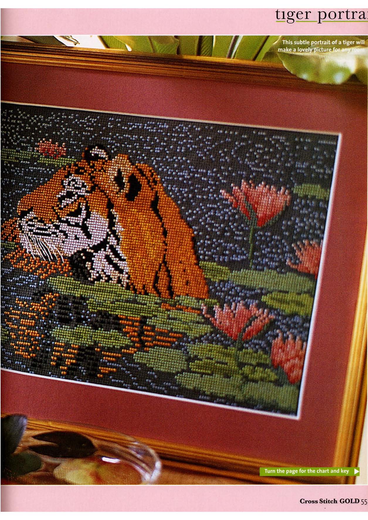 Tiger on the lake cross stitch pattern (2)