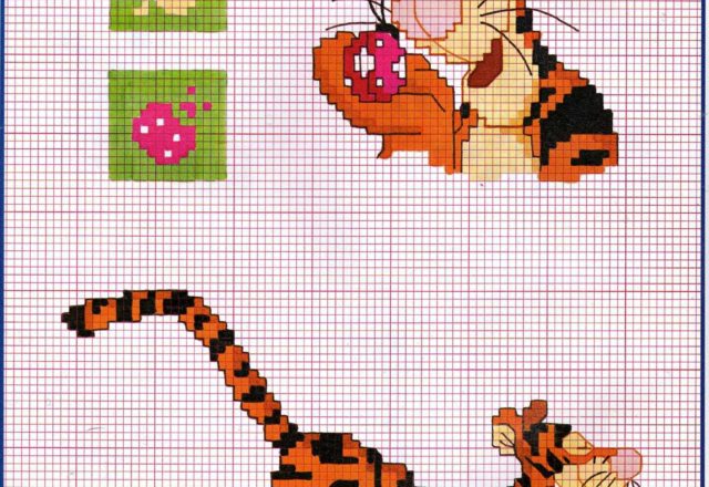 Tigger with ladybug cross stitch pattern