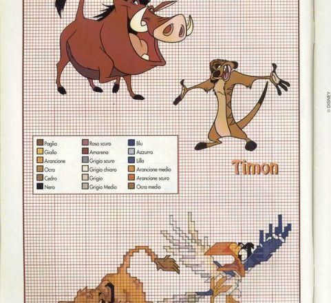 Timon Pumbaa and Zazu cross stitch pattern (2)