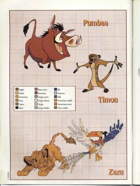 Timon Pumbaa and Zazu cross stitch pattern (2)