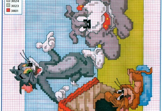Tom Jerry and Spike the Bulldog dog cross stitch pattern
