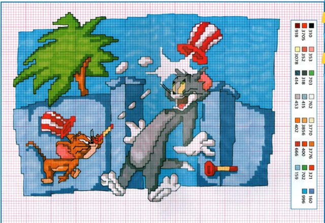 Tom and Jerry free cross stitch pattern