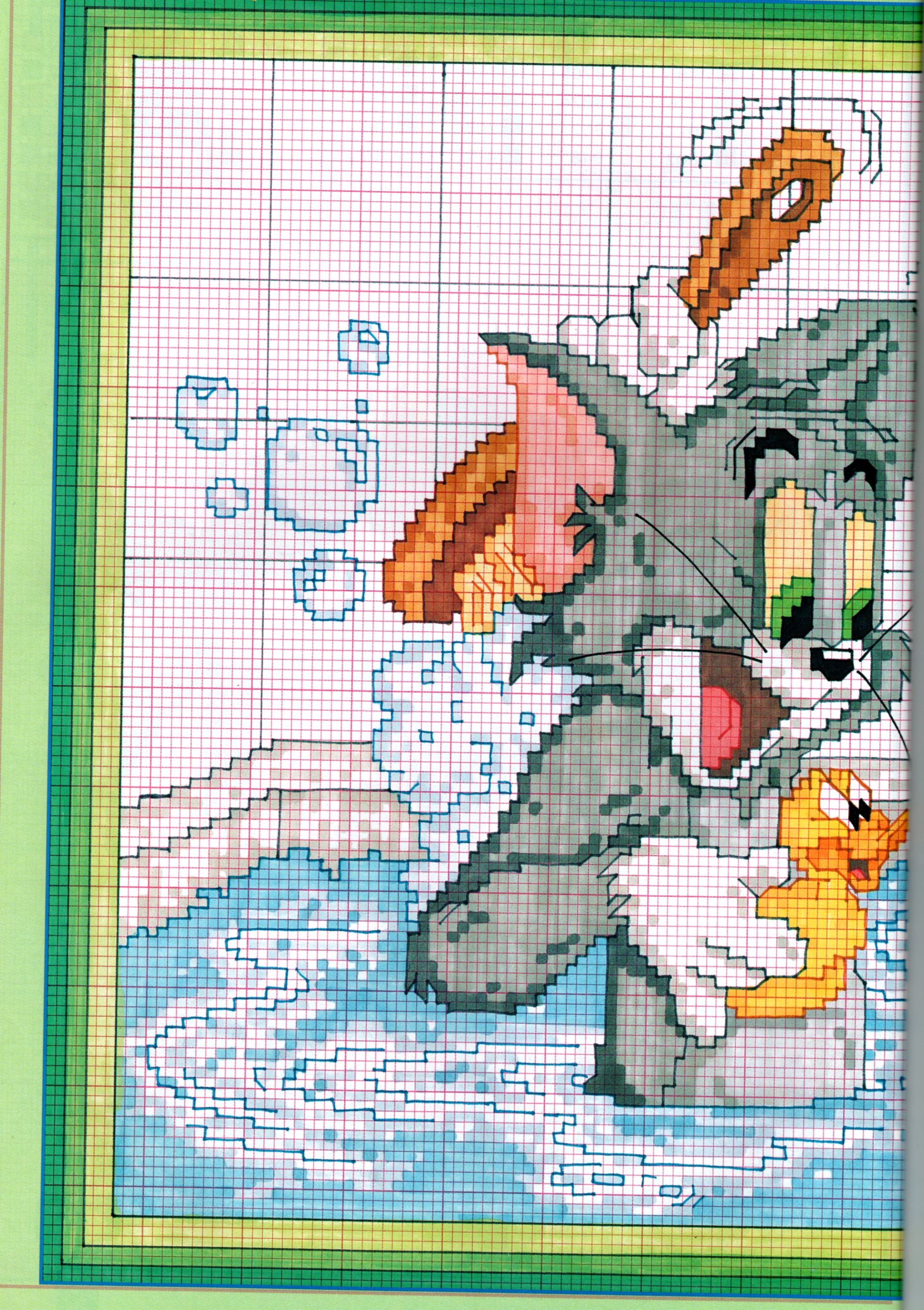 Tom and Jerry in the bath cross stitch pattern (1)