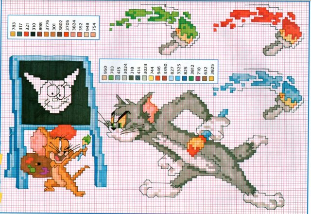 Tom and Jerry painters cross stitch