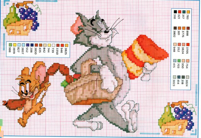 Tom and Jerry picnic cross stitch pattern
