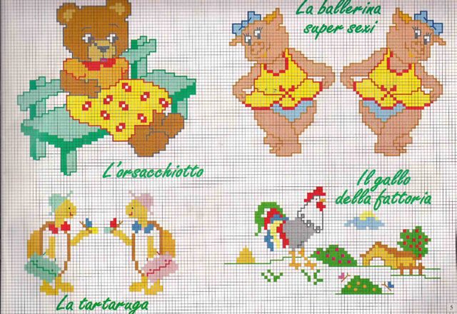 Turtles teddy bears and pigs cross stitch patterns