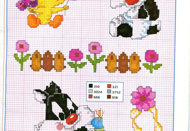 Tweety and Sylvester the cat cross stitch pattern