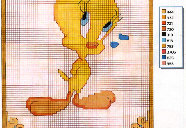 Tweety angel with halo cross stitch pattern
