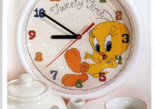 Tweety clock cross stitch (1)
