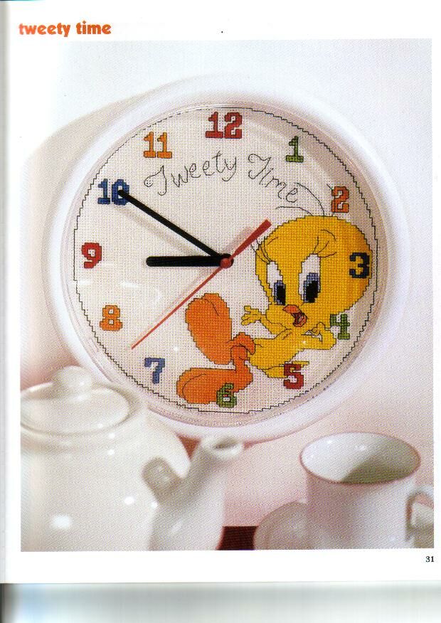 Tweety clock cross stitch (1)