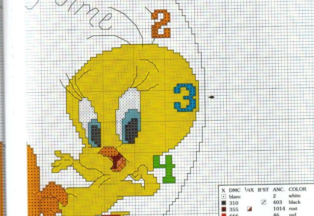 Tweety clock cross stitch (3)