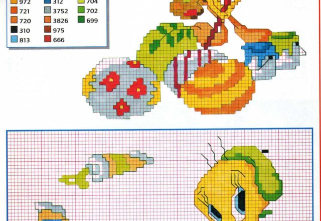 Tweety painter cross stitch pattern