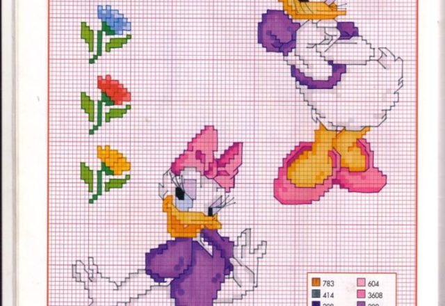 Two cross stitch patterns of Minnie Mouse