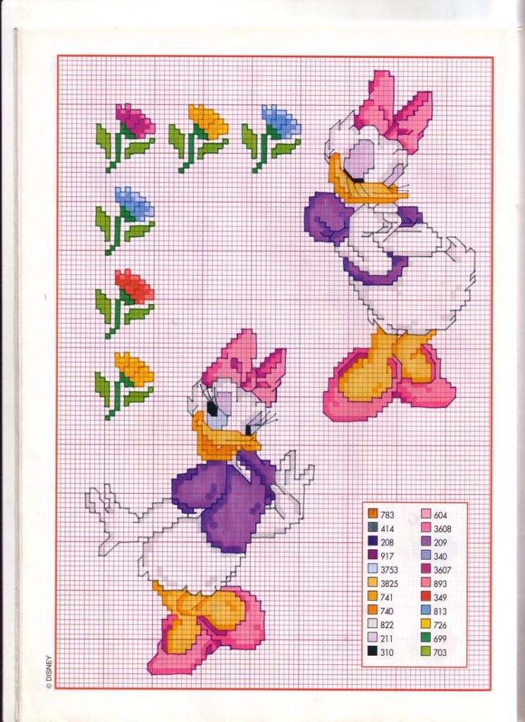 Two cross stitch patterns of Minnie Mouse