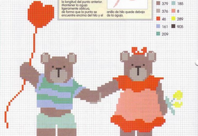 Two funny teddy bears cross stitch patterns (2)