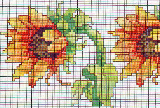Two sunflower cross stitch pattern