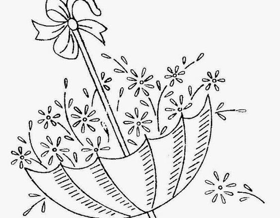 Umbrella full of flowers free hand embroidery design