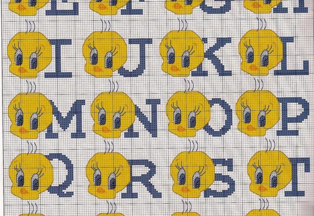 Uppercase alphabet with Tweety