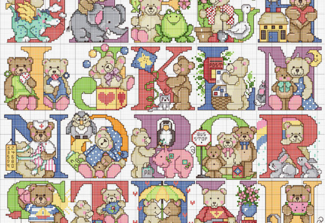 Uppercase alphabet with sweet teddy bears