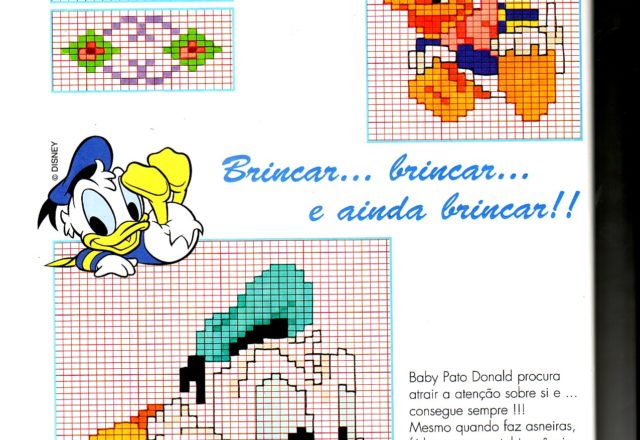 Various cross stitch patterns of Baby Donald Duck