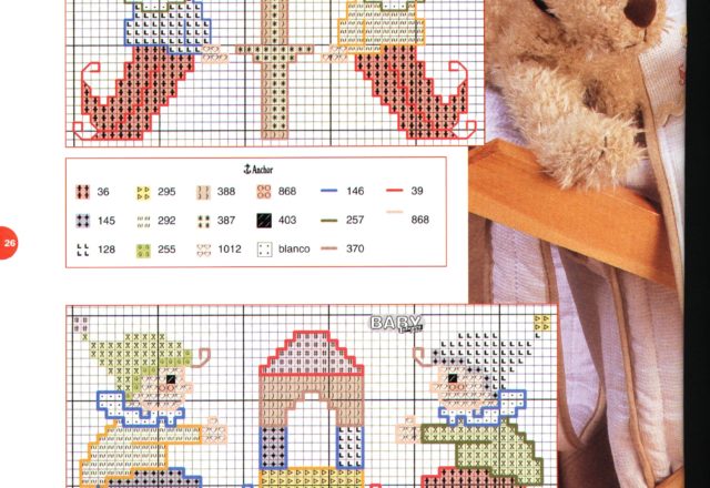 Various cross stitch patterns with goblins for baby bibs (2)